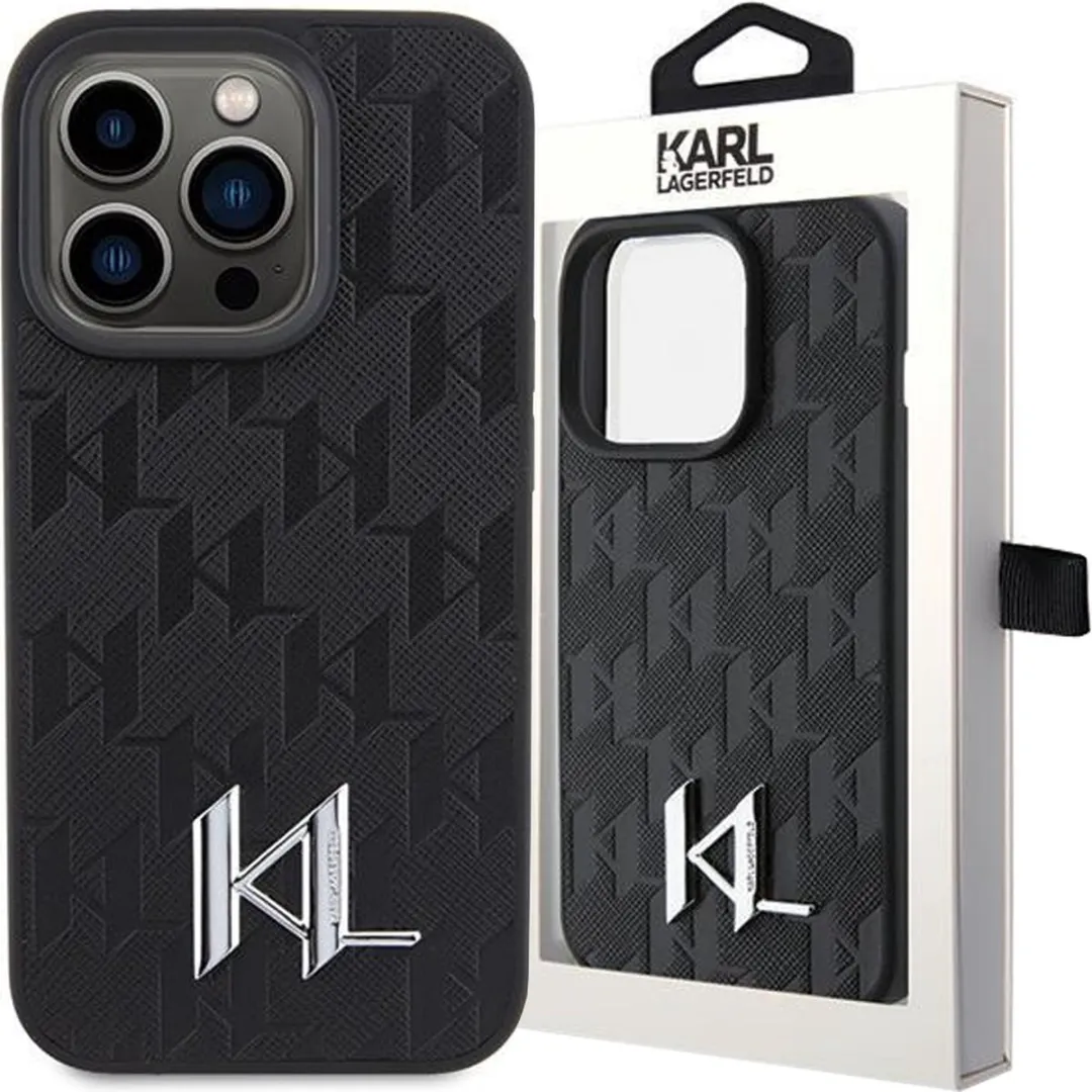 Karl Lagerfeld Leren Hoesje iPhone 15/Pro/Max - Zwart - 3666339166748