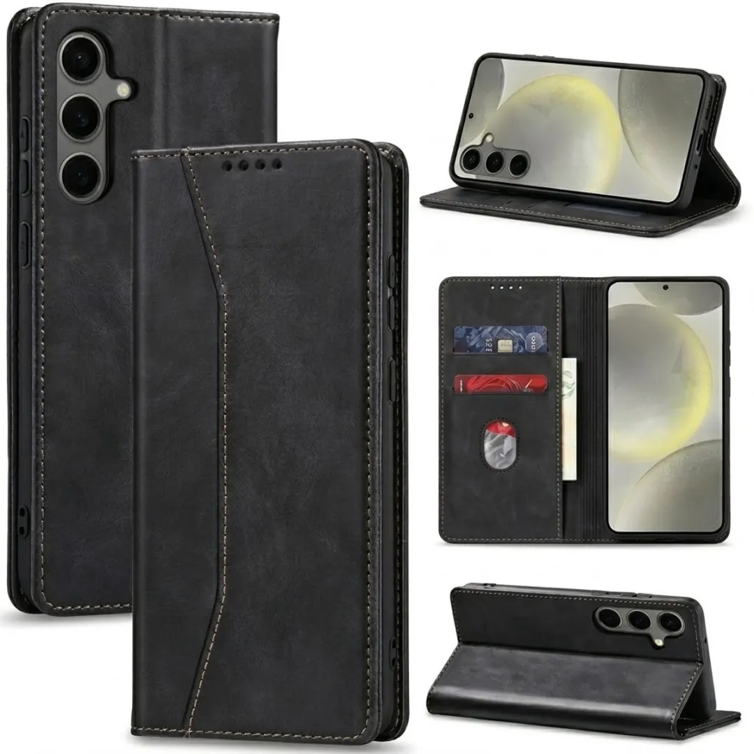 NUVEX Zwart Kunstleer Wallet Case Samsung Galaxy S25