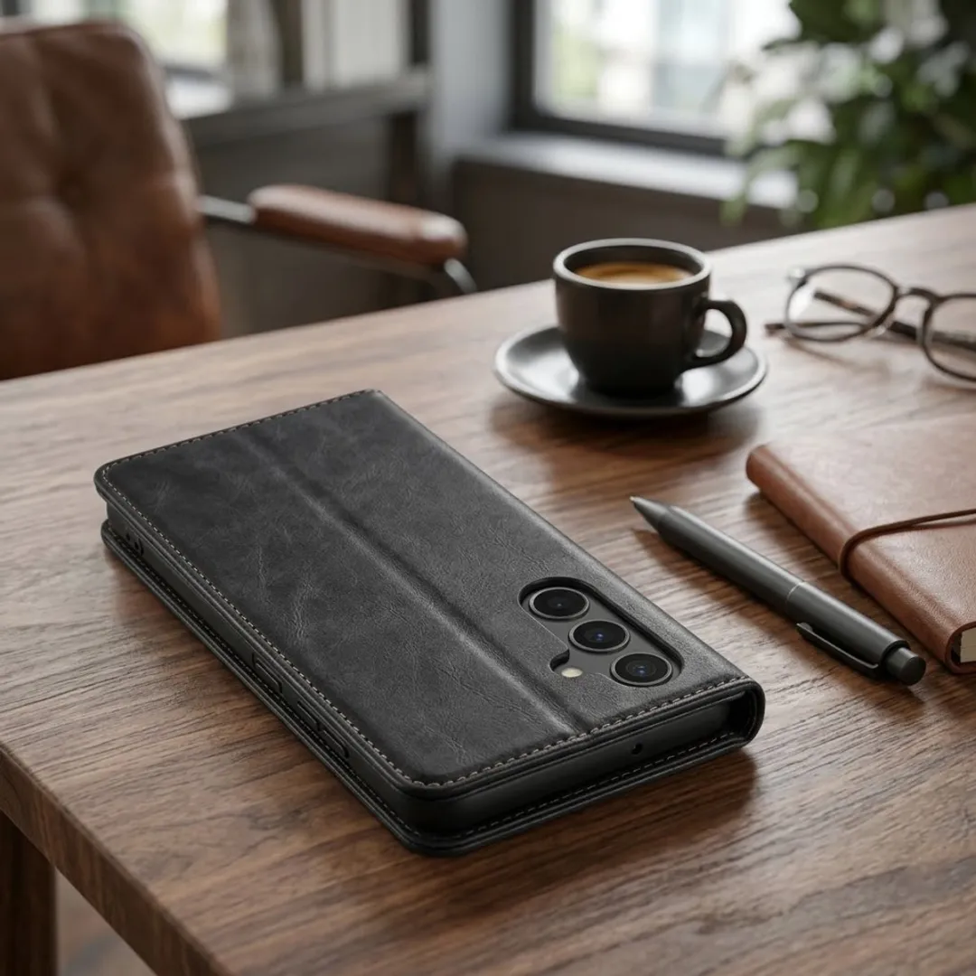 NUVEX Zwart Kunstleer Wallet Case Samsung Galaxy S25 - Magneetsluiting