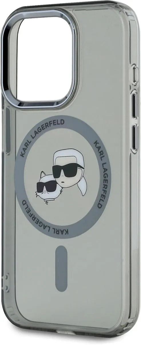 Karl Lagerfeld Hoesje iPhone 15 Pro KLHMP15LHLSKCK - Doorzichtig zwart