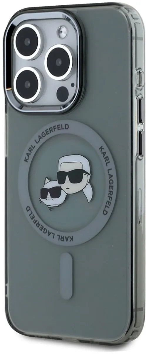 Karl Lagerfeld Hoesje iPhone 15 Pro KLHMP15LHLSKCK - Doorzichtig zwart