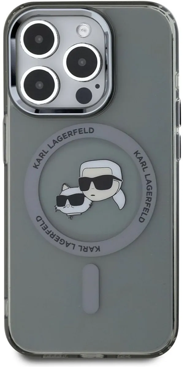 Karl Lagerfeld Hoesje iPhone 15 Pro KLHMP15LHLSKCK - Doorzichtig zwart