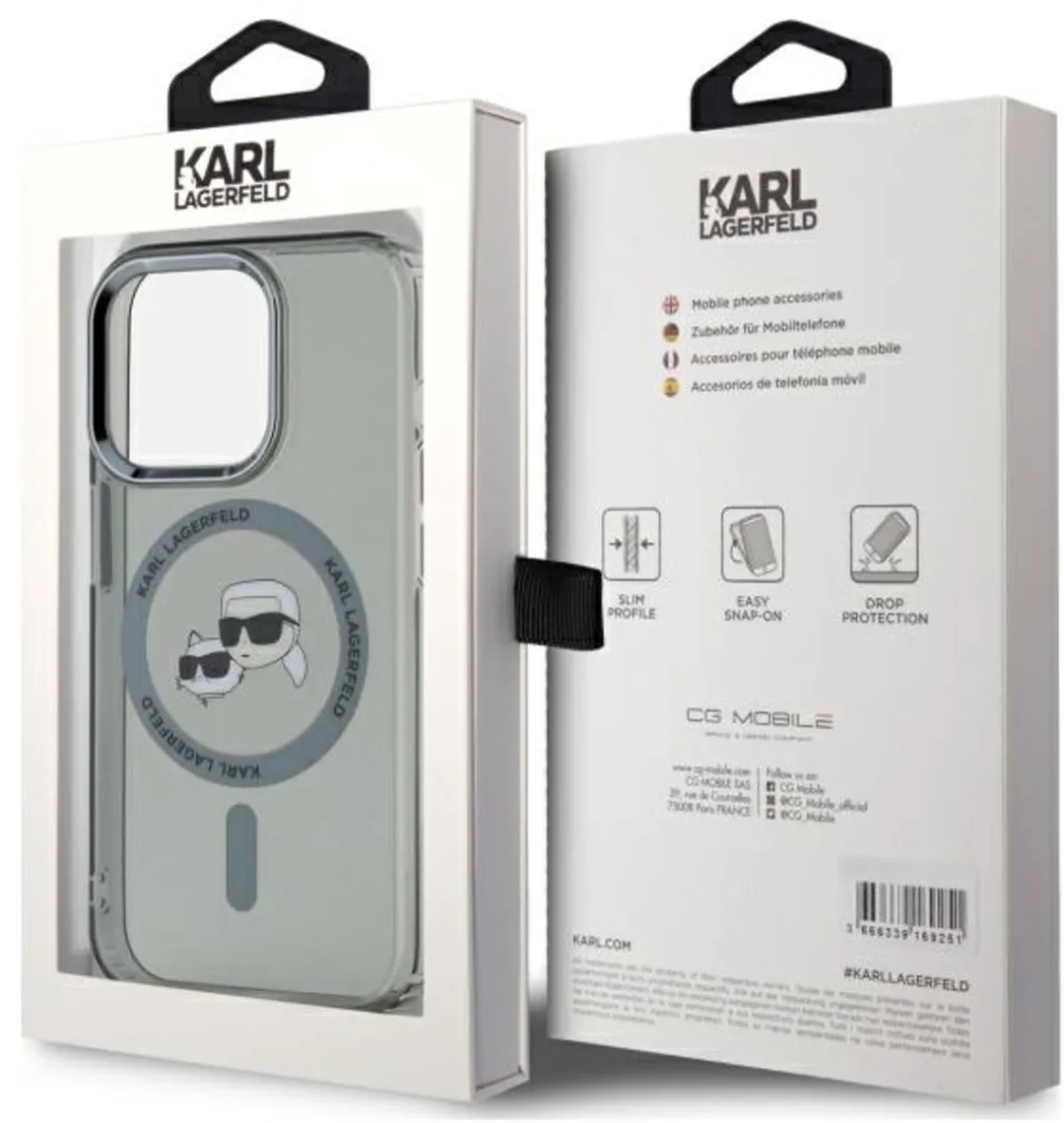 Karl Lagerfeld Hoesje iPhone 15 Pro KLHMP15LHLSKCK - Doorzichtig zwart - afbeelding 6 van 6