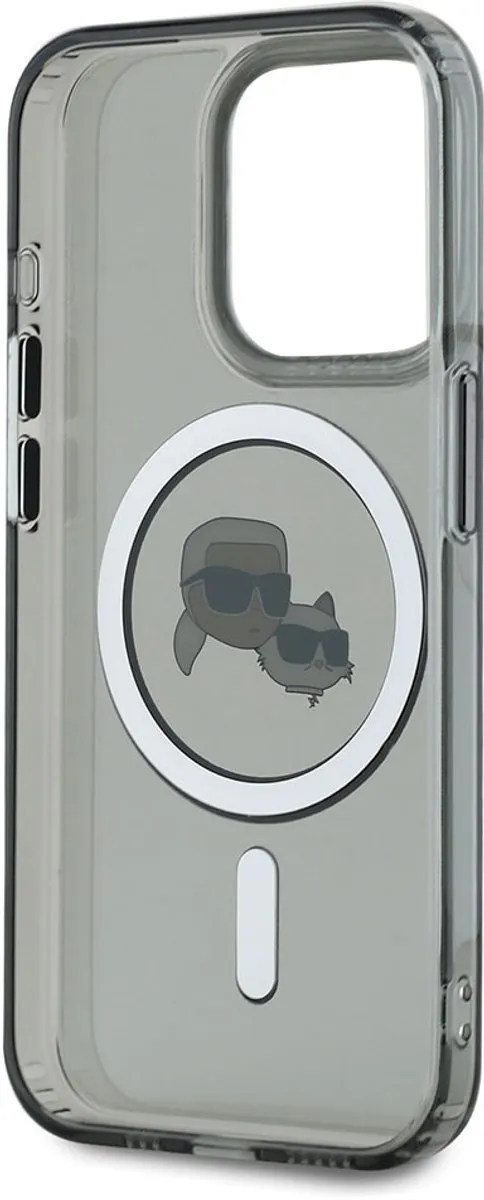 Karl Lagerfeld Hoesje iPhone 15 Pro KLHMP15LHLSKCK - Doorzichtig zwart