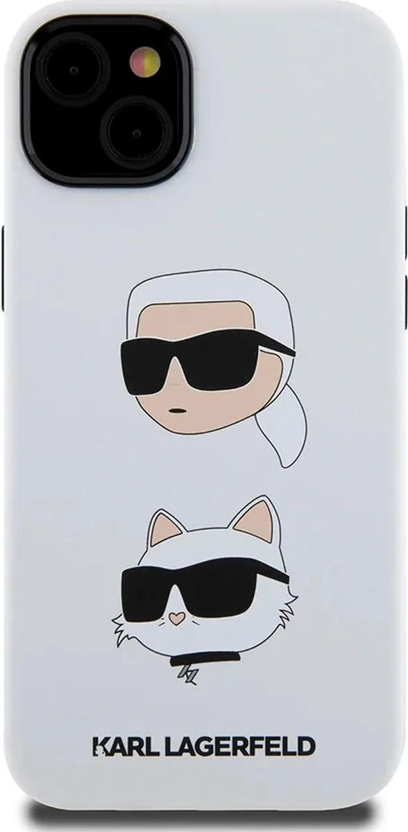 Karl Lagerfeld iPhone 15 Plus Hoesje - Ikonik Monogram - Wit