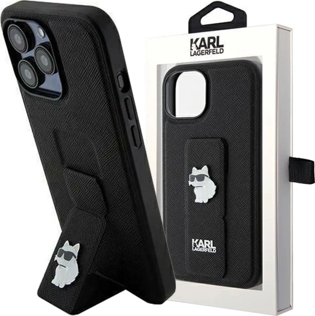 Karl Lagerfeld Gripstand Saffiano Choupette Hoesje iPhone 14 Pro