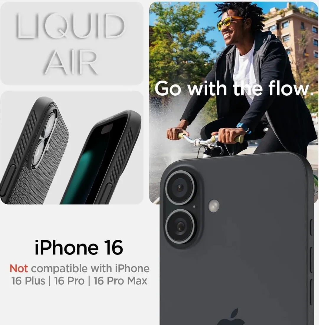 Spigen iPhone 16 Liquid Air Back Cover - Zwart