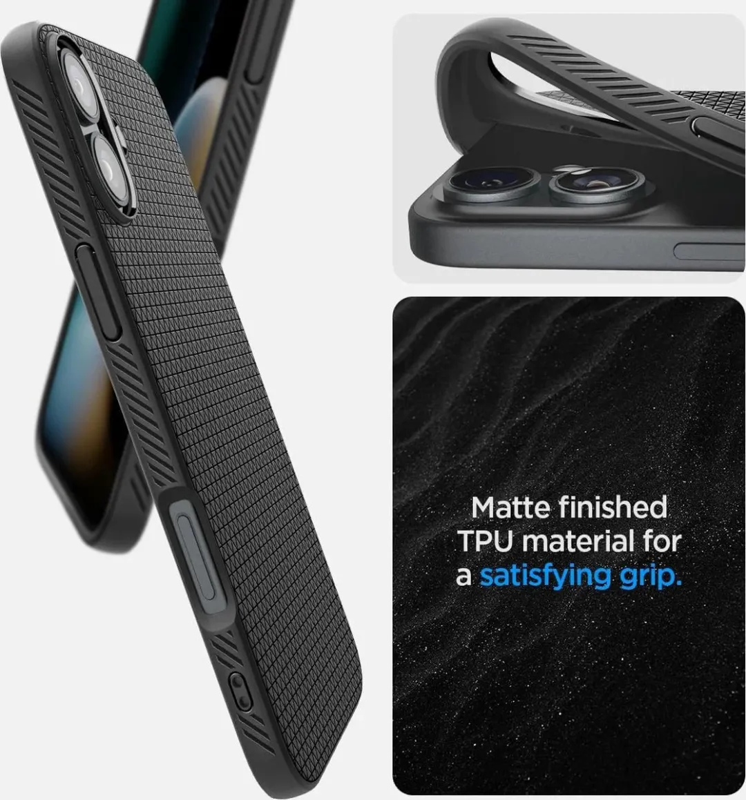 Spigen iPhone 16 Liquid Air Back Cover - Zwart