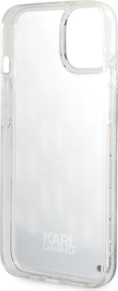 Karl Lagerfeld Liquid Glitter Monogram iPhone 14 Hoes - Zwart