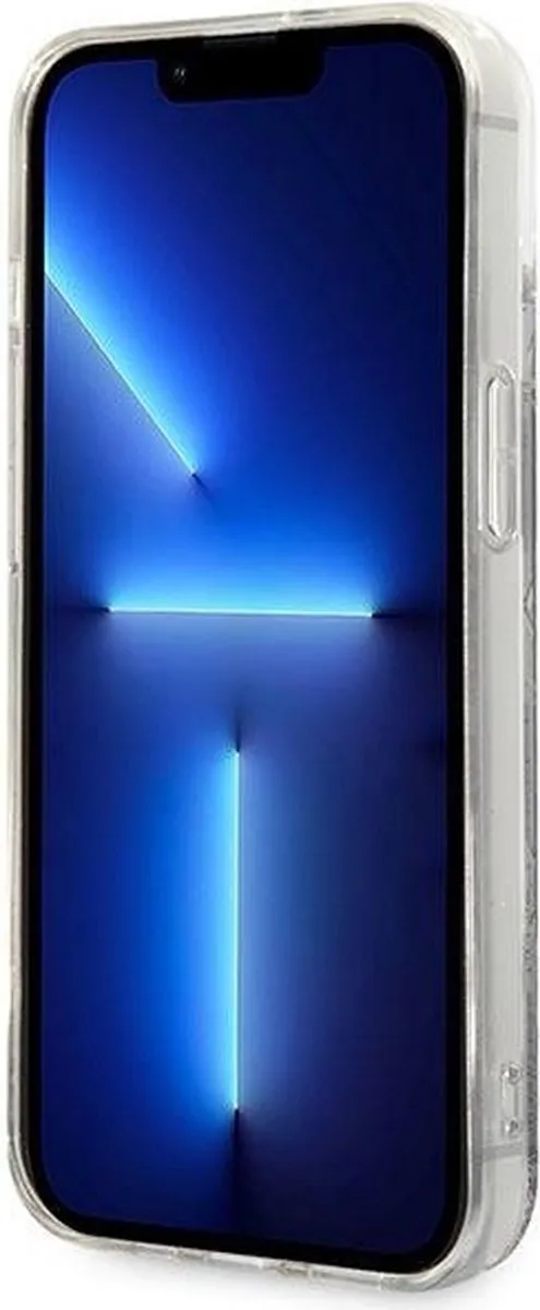 Karl Lagerfeld Liquid Glitter Monogram iPhone 14 Hoes - Zwart