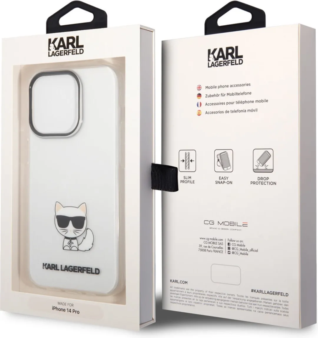 Karl Lagerfeld iPhone 14 Pro TPU Backcover Choupette - Transparant - 3666339076535