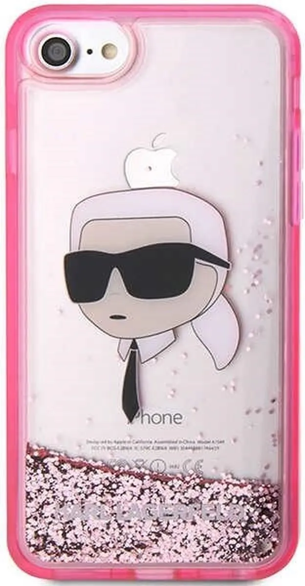 Karl Lagerfeld KLHCI8LNKHCP Hoesje iPhone 7/8/SE - Roze Glitter
