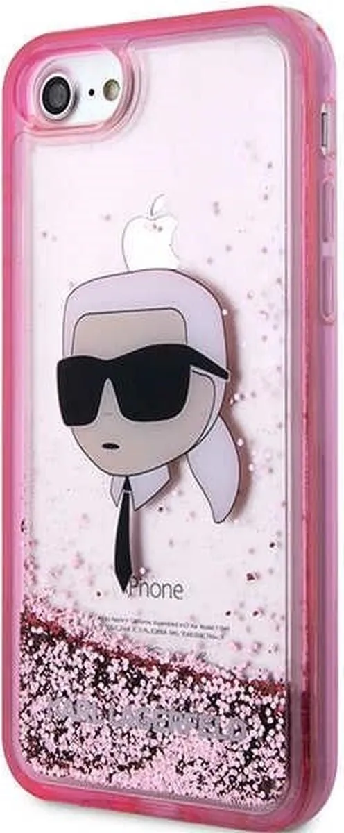 Karl Lagerfeld KLHCI8LNKHCP Hoesje iPhone 7/8/SE - Roze Glitter