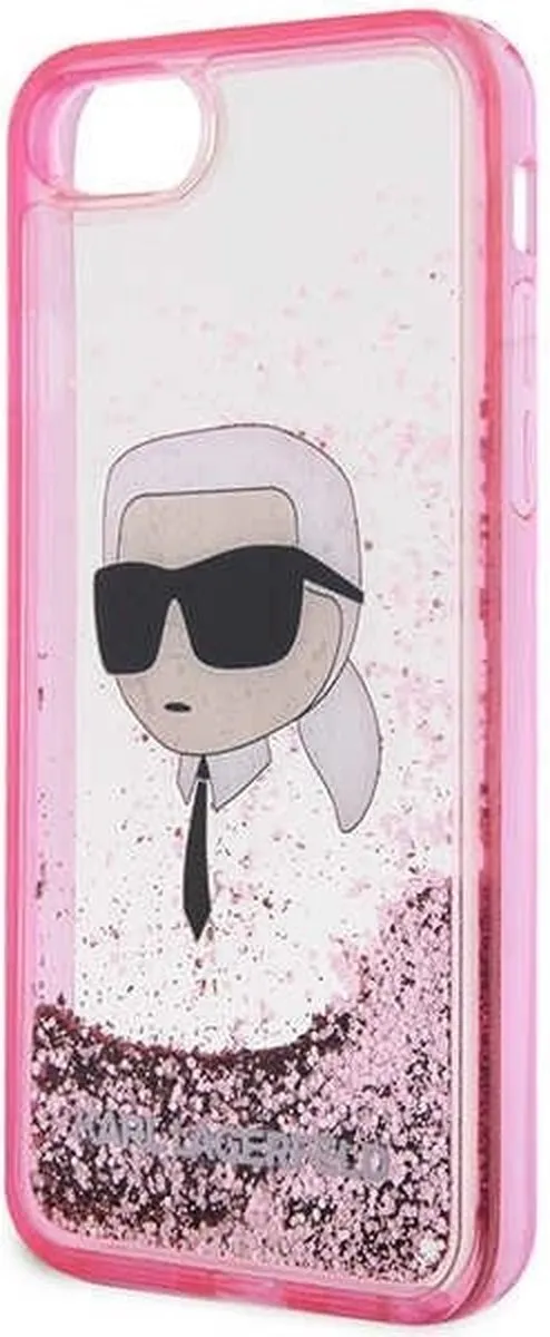 Karl Lagerfeld KLHCI8LNKHCP Hoesje iPhone 7/8/SE - Roze Glitter
