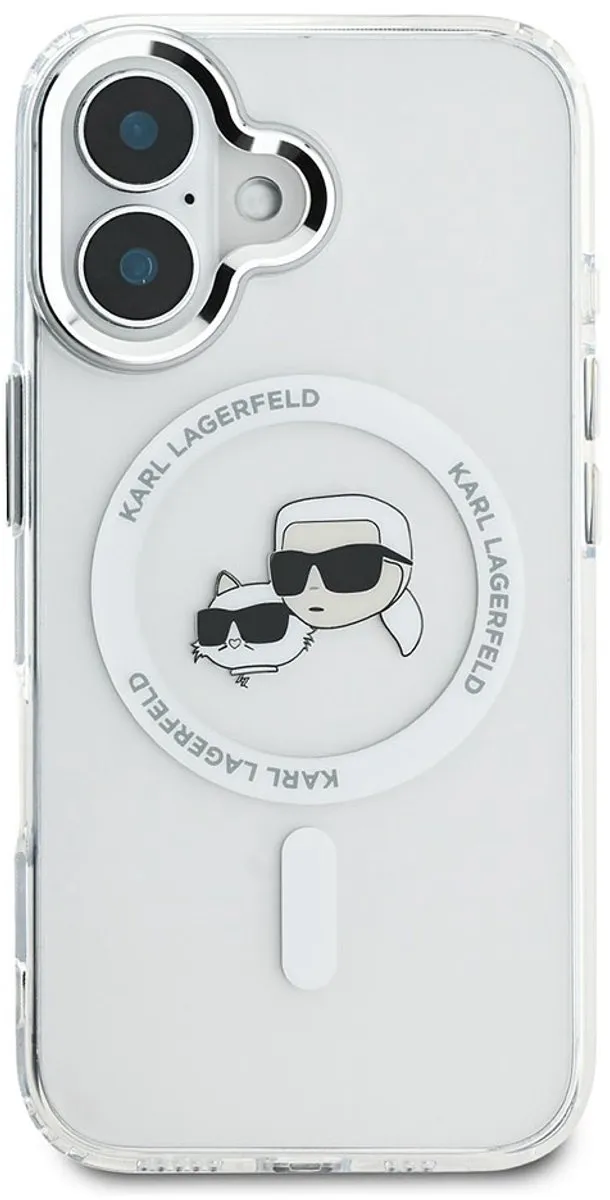 Karl Lagerfeld iPhone 16 Backcover - MagSafe - KLHMP16SHLSKCH - Transparant/Wit