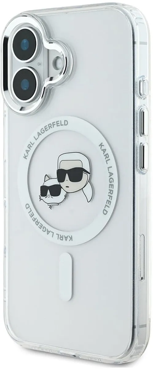 Karl Lagerfeld iPhone 16 Backcover - MagSafe - KLHMP16SHLSKCH - Transparant/Wit