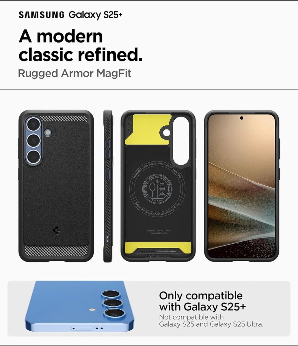 Spigen Rugged Armor ACS06911 Hoesje - Samsung Galaxy S25 Plus - Zwart