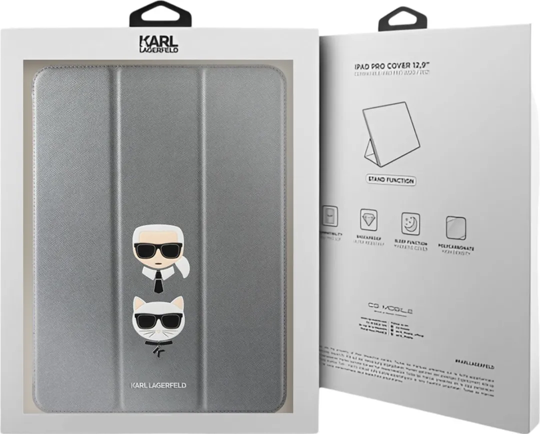 Karl Lagerfeld Karl et Choupette Hoes iPad Pro 12.9 2020/2021 - Grijs
