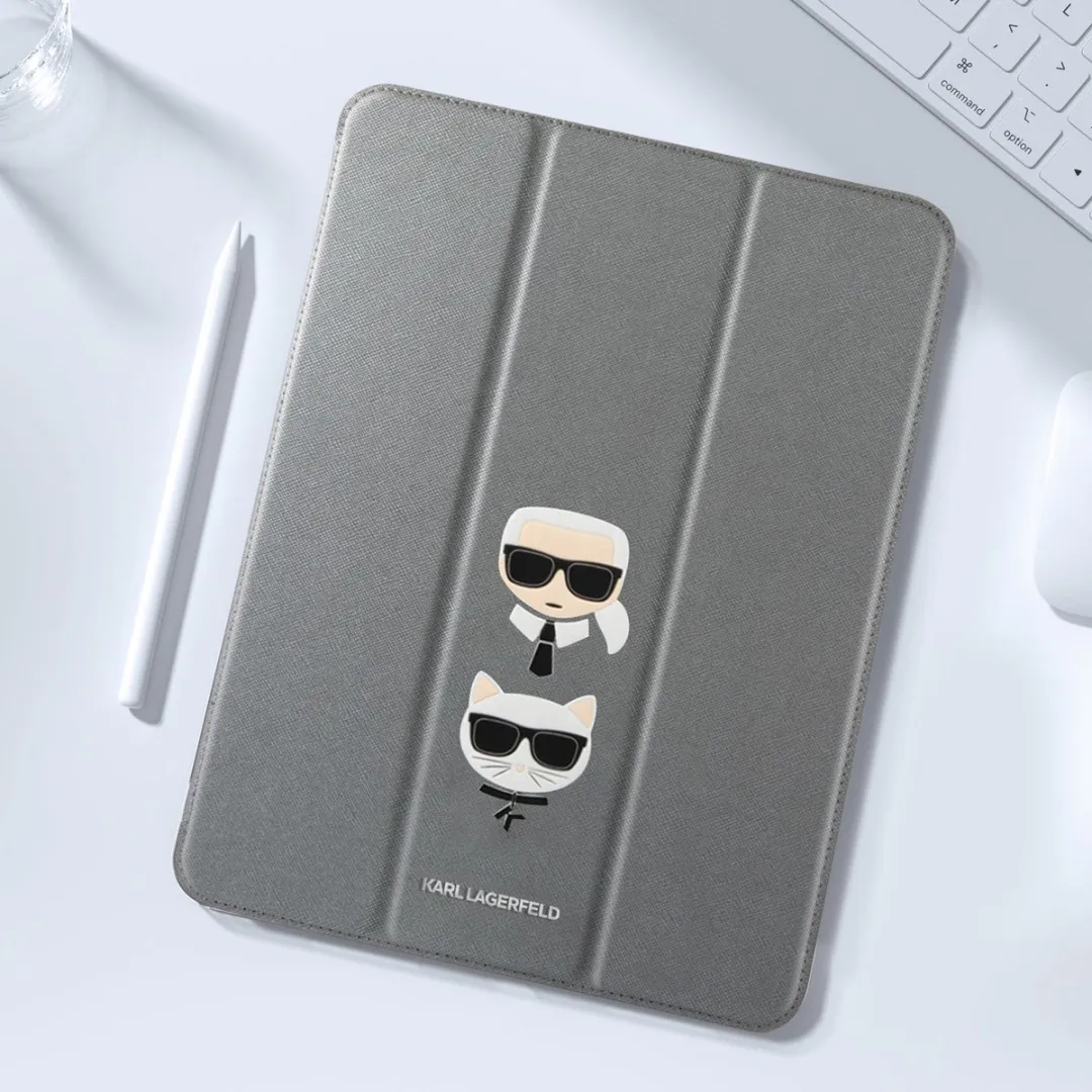 Karl Lagerfeld Karl et Choupette Hoes iPad Pro 12.9 2020/2021 - Grijs