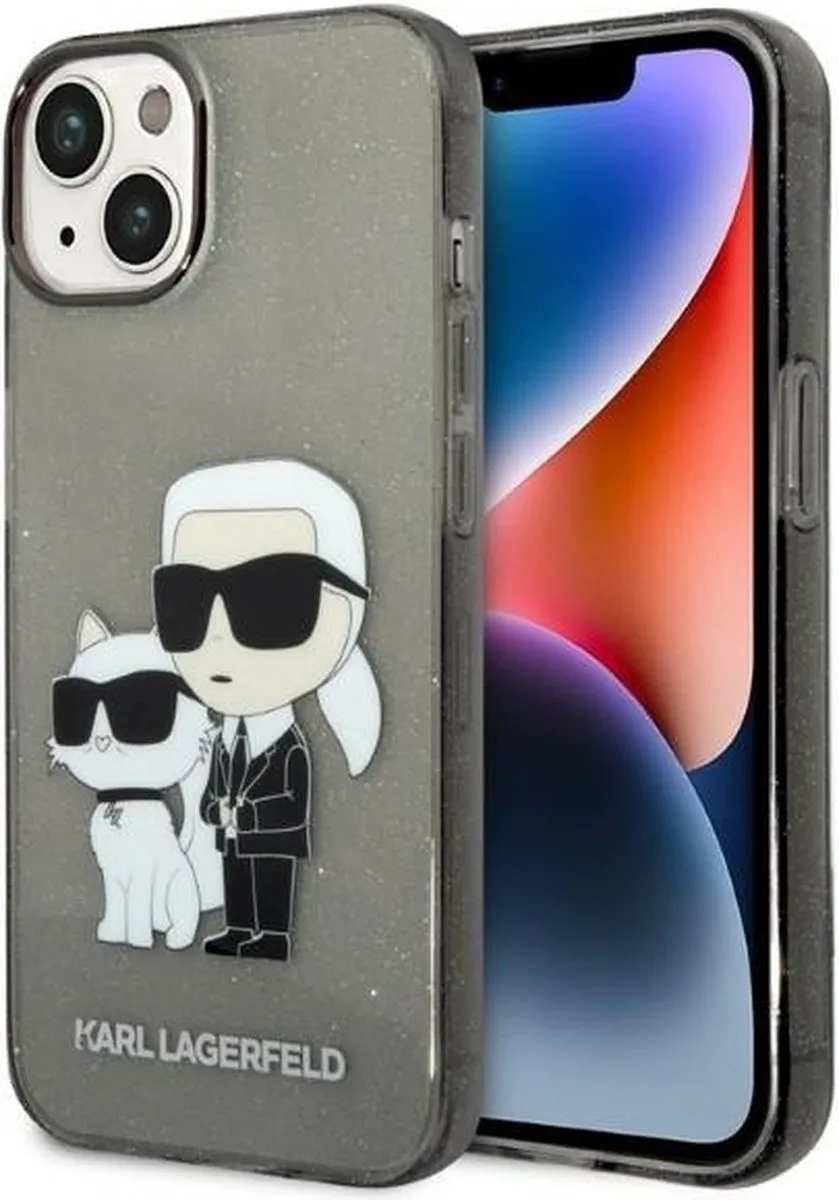Karl Lagerfeld KLHCP14MHNKCTGK iPhone 14 Plus Hoesje - Gliter - Zwart