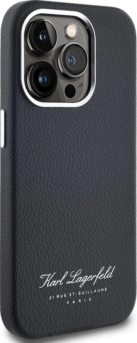 Karl Lagerfeld Backcase Hoesje iPhone 14 Pro - Effen Zwart