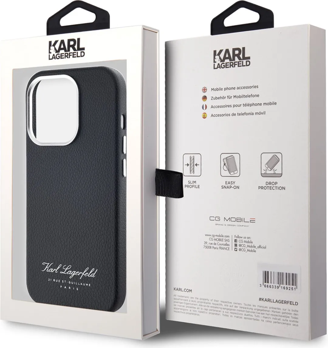 Karl Lagerfeld Backcase Hoesje iPhone 14 Pro - Effen Zwart - afbeelding 6 van 6