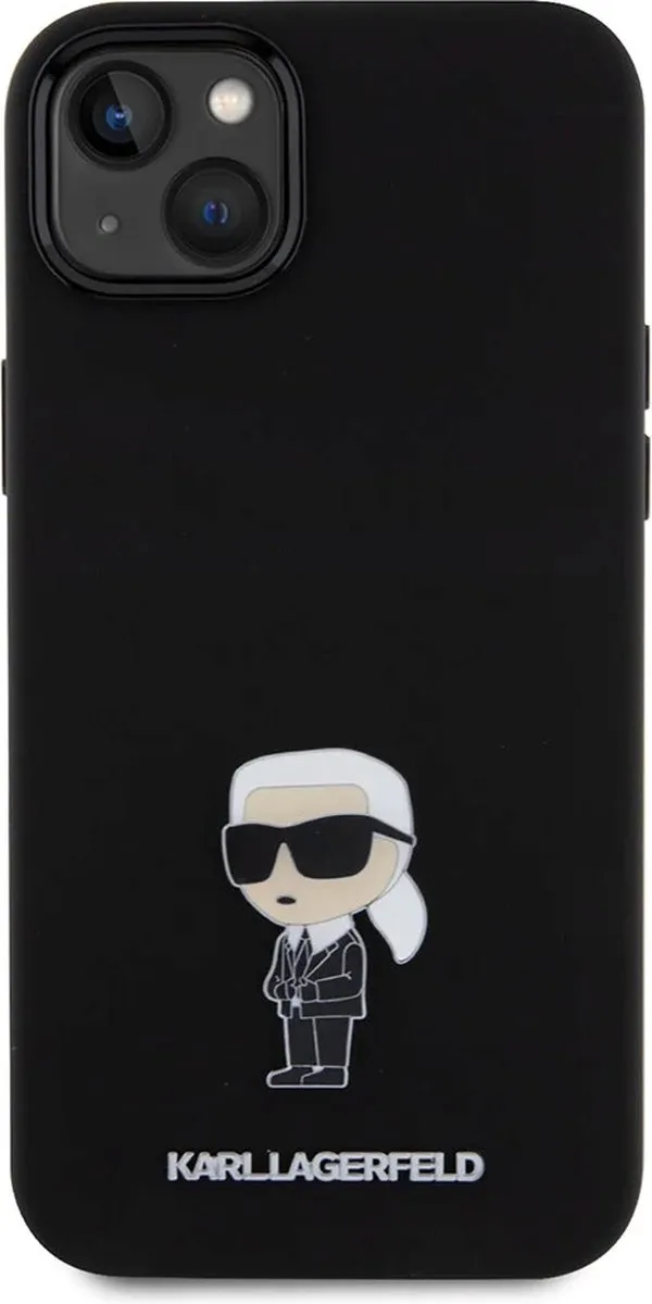 Karl Lagerfeld iPhone 15 Plus Hardcase - Ikonik Monogram - Zwart