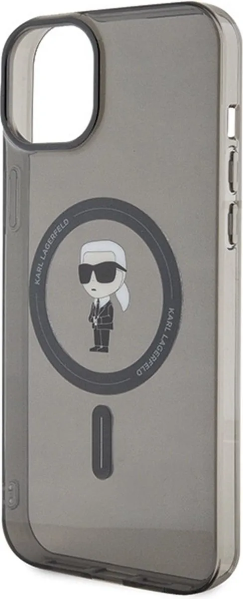 Karl Lagerfeld iPhone 15 Plus Hardcase - Ikonik Monogram - Zwart