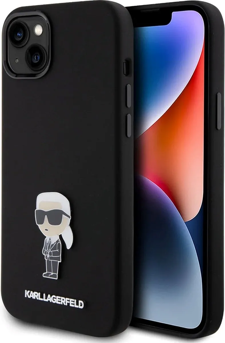 Karl Lagerfeld iPhone 15 Plus Hardcase - Ikonik Monogram - Zwart