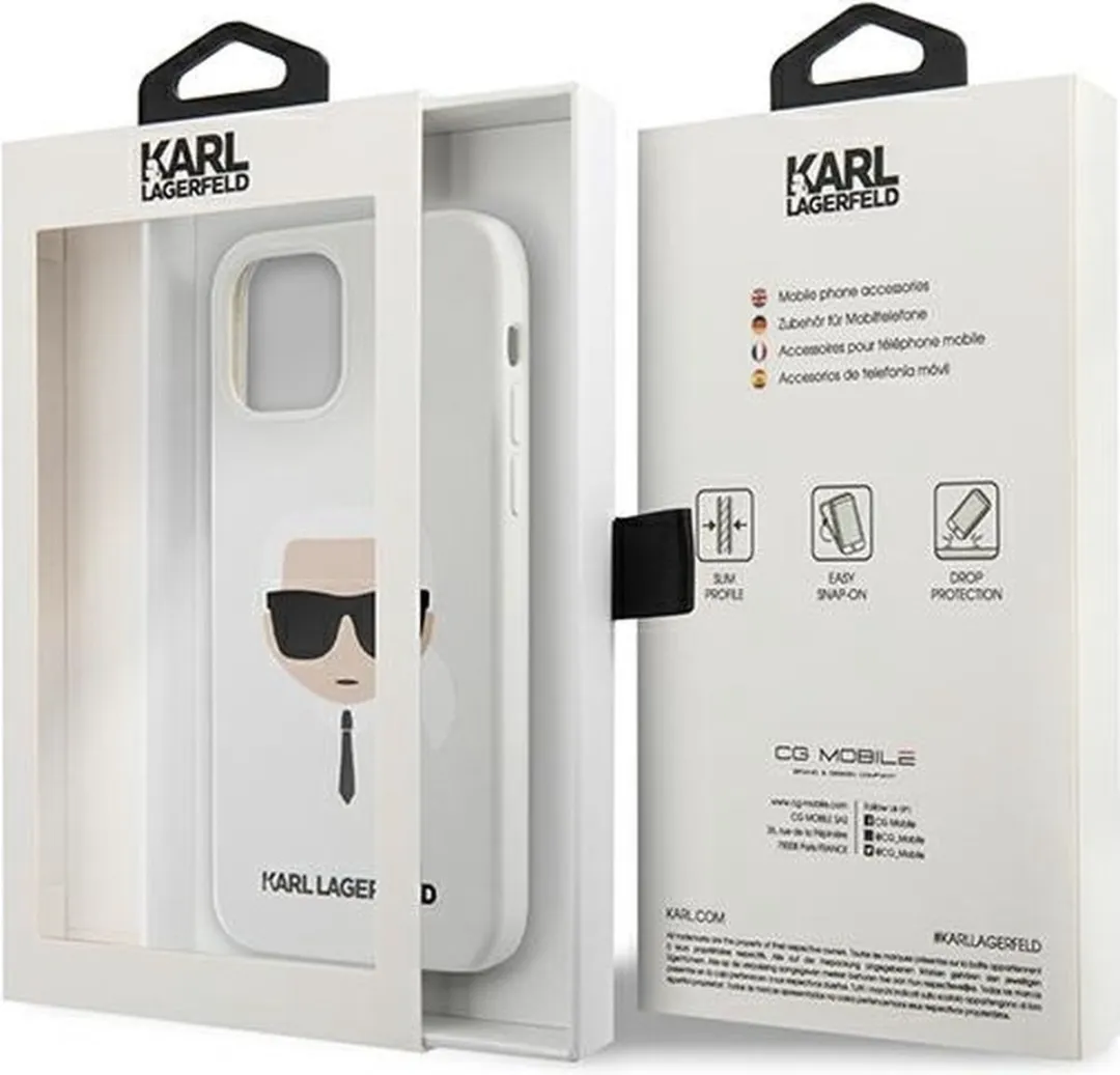 Karl Lagerfeld iPhone 12 Mini Hoesje Wit - Karl Head