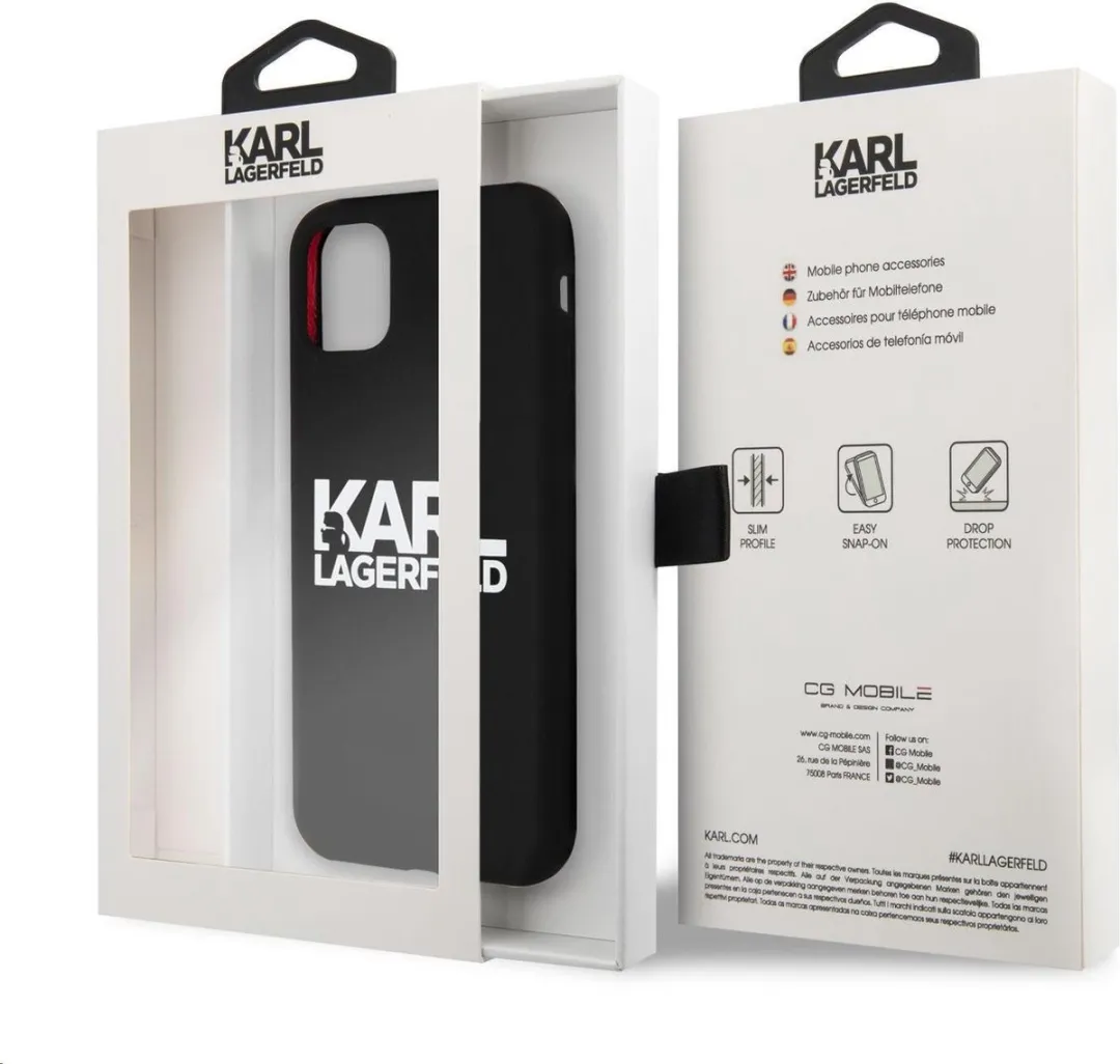 Karl Lagerfeld Silicone Back Case KLHCSIL11BK - iPhone 11 - 2 Pasjes - Zwart