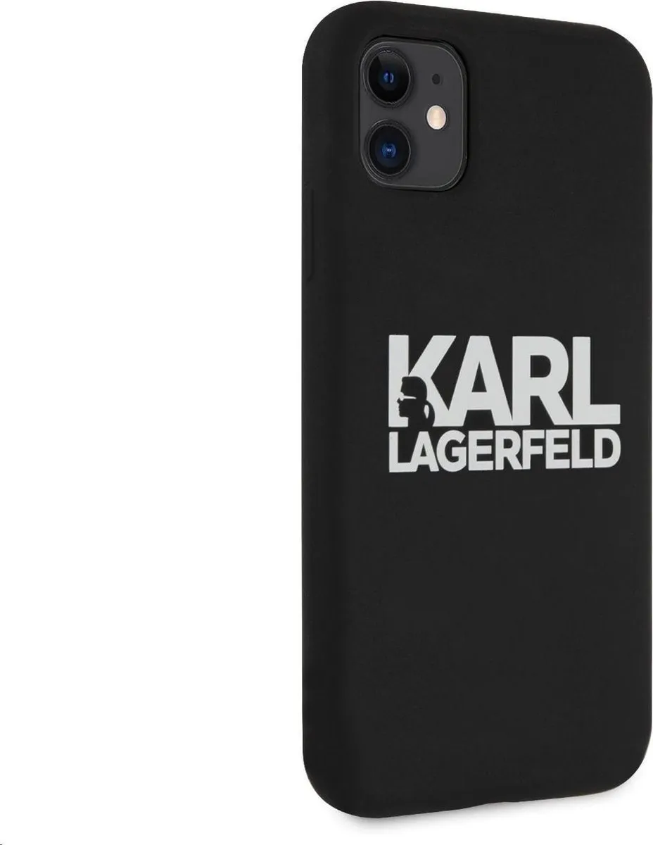 Karl Lagerfeld Silicone Back Case KLHCSIL11BK - iPhone 11 - 2 Pasjes - Zwart