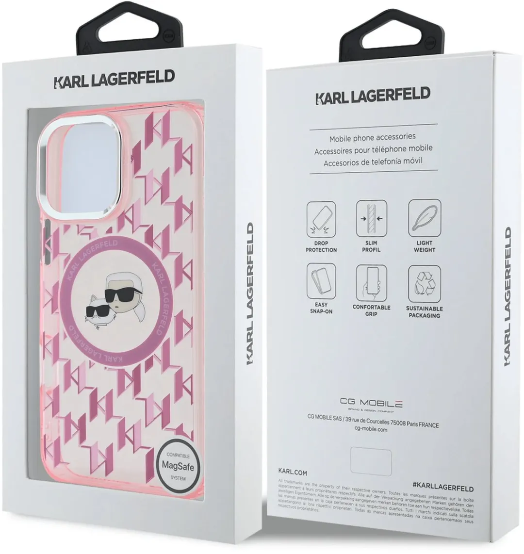 Karl Lagerfeld Backcover iPhone 16 Pro MagSafe IML Roze - 3666339318420