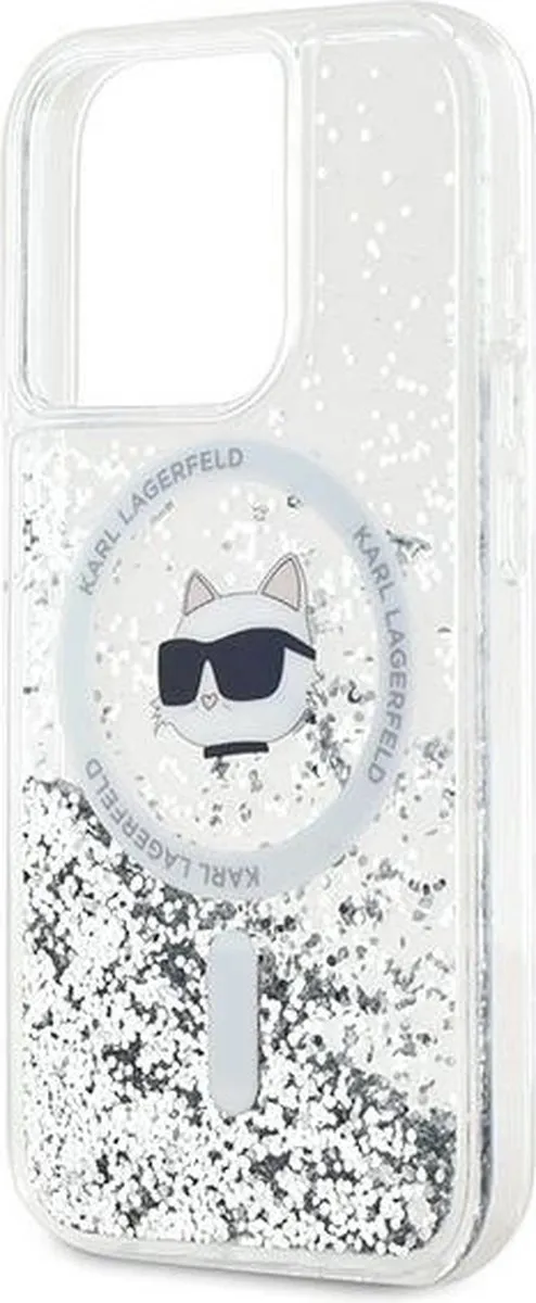 Karl Lagerfeld Liquid Glitter Choupette MagSafe Hoesje iPhone 15 Pro Max - Transparant - afbeelding 6 van 6