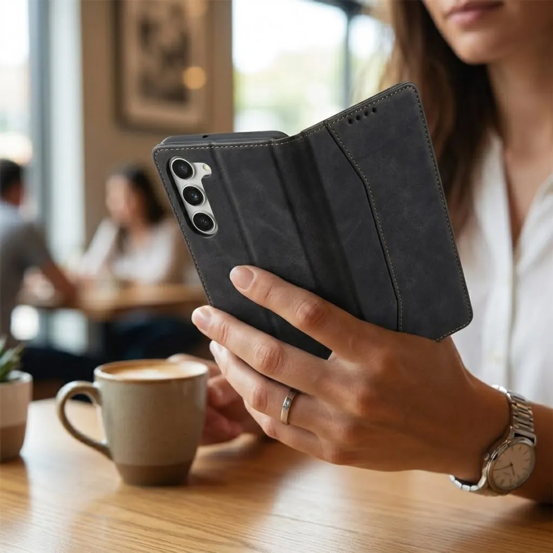 NUVEX Zwart Wallet Case Samsung Galaxy S23 - Magneetsluiting