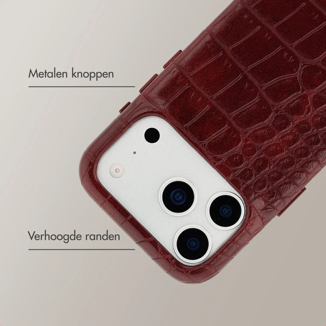 Selencia Hoesje iPhone 17 Pro Max - Croco Burgundy - MagSafe - afbeelding 6 van 6