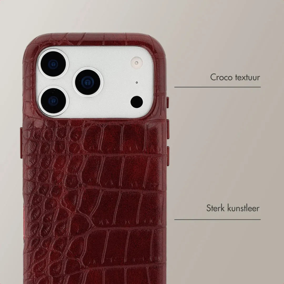 Selencia Hoesje iPhone 17 Pro Max - Croco Burgundy - MagSafe