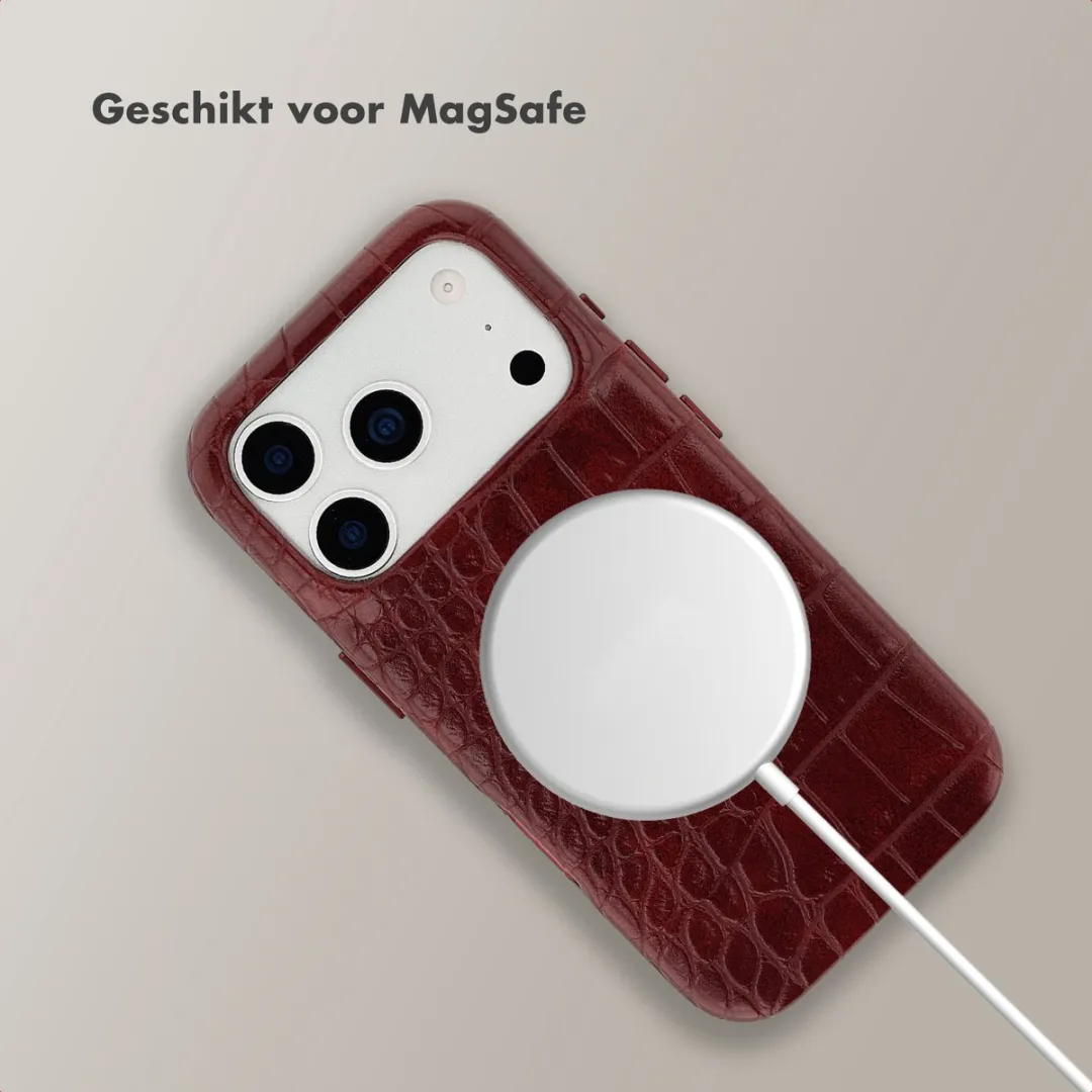 Selencia Hoesje iPhone 17 Pro Max - Croco Burgundy - MagSafe