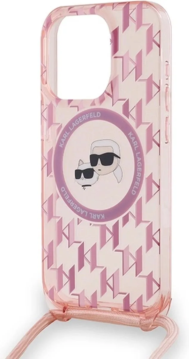Karl Lagerfeld IML Crossbody Monogram MagSafe Hoesje - iPhone 15 Pro Max - Roze