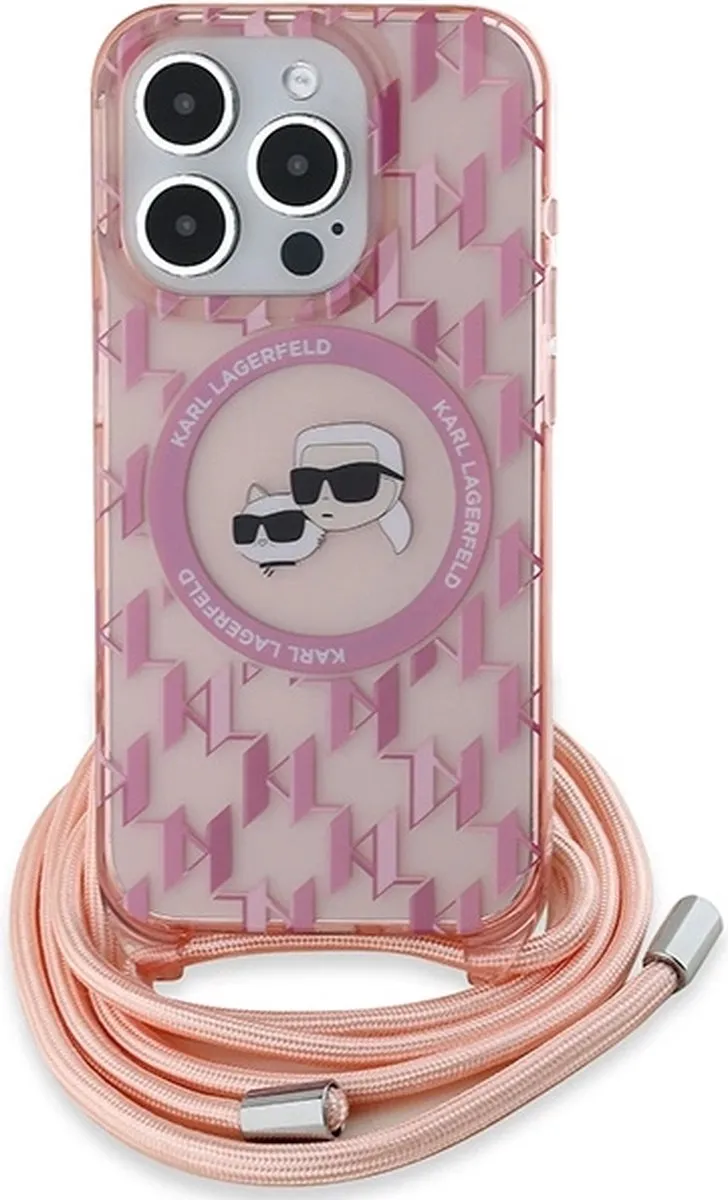 Karl Lagerfeld IML Crossbody Monogram MagSafe Hoesje - iPhone 15 Pro Max - Roze