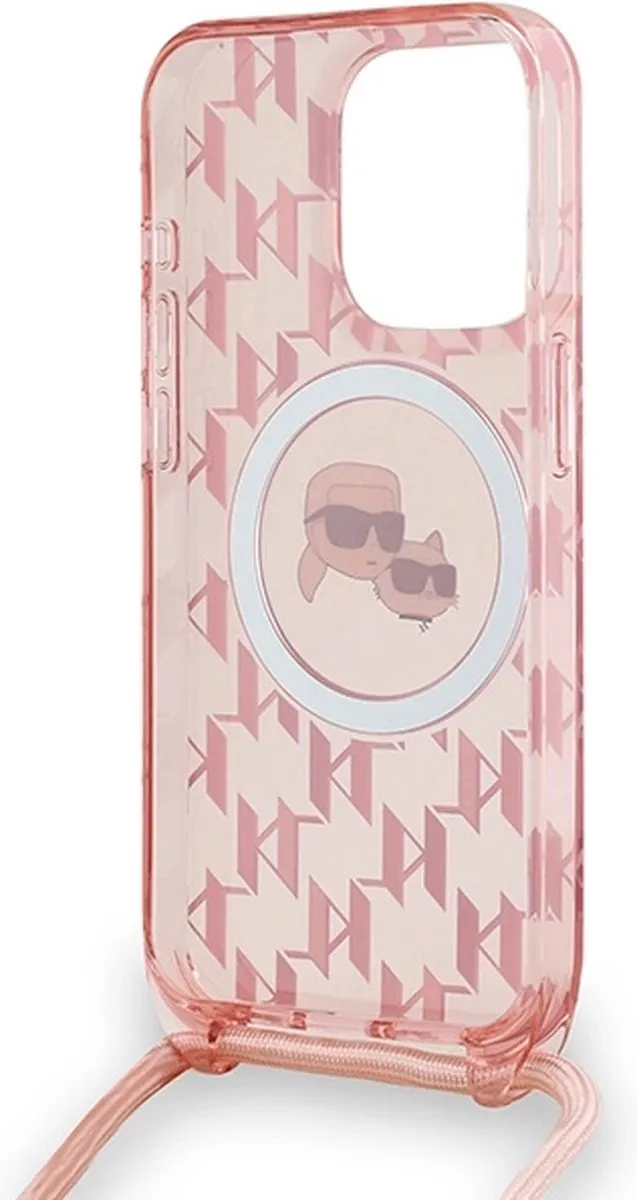 Karl Lagerfeld IML Crossbody Monogram MagSafe Hoesje - iPhone 15 Pro Max - Roze