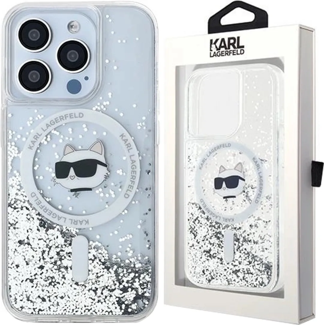 Karl Lagerfeld Liquid Glitter Choupette MagSafe Hoesje iPhone 15 Pro
