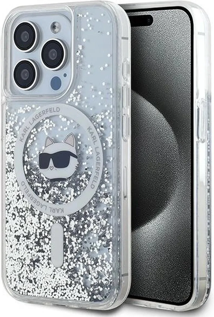 Karl Lagerfeld Liquid Glitter Choupette MagSafe Hoesje iPhone 15 Pro - Transparant - afbeelding 6 van 6
