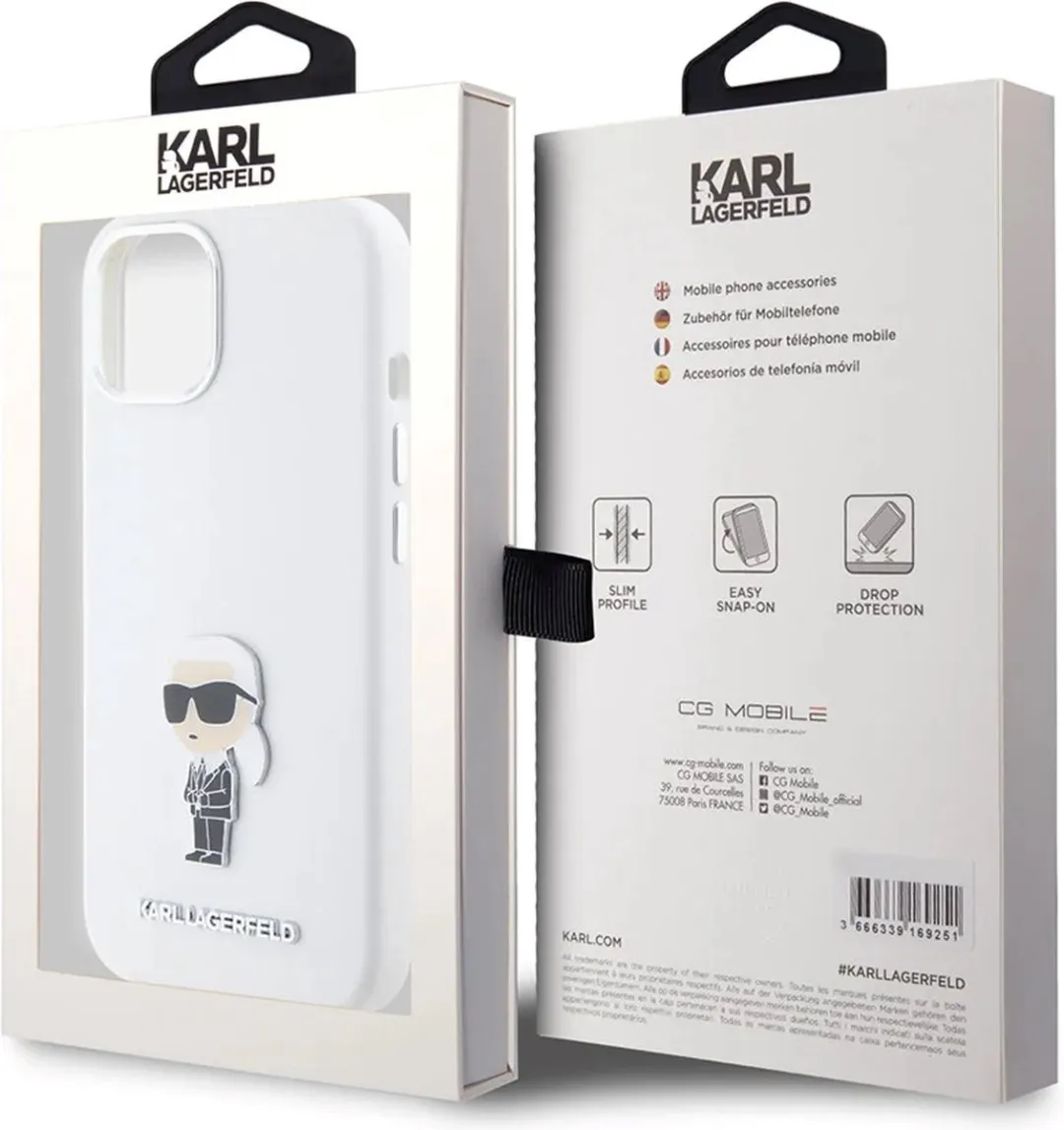 Karl Lagerfeld iPhone 15 Backcover Ikonik - Wit - afbeelding 6 van 6