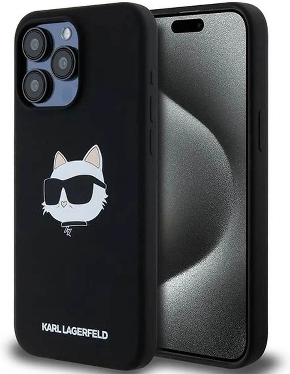 Karl Lagerfeld Choupette Head MagSafe Hoesje iPhone 15 Pro - Zwart
