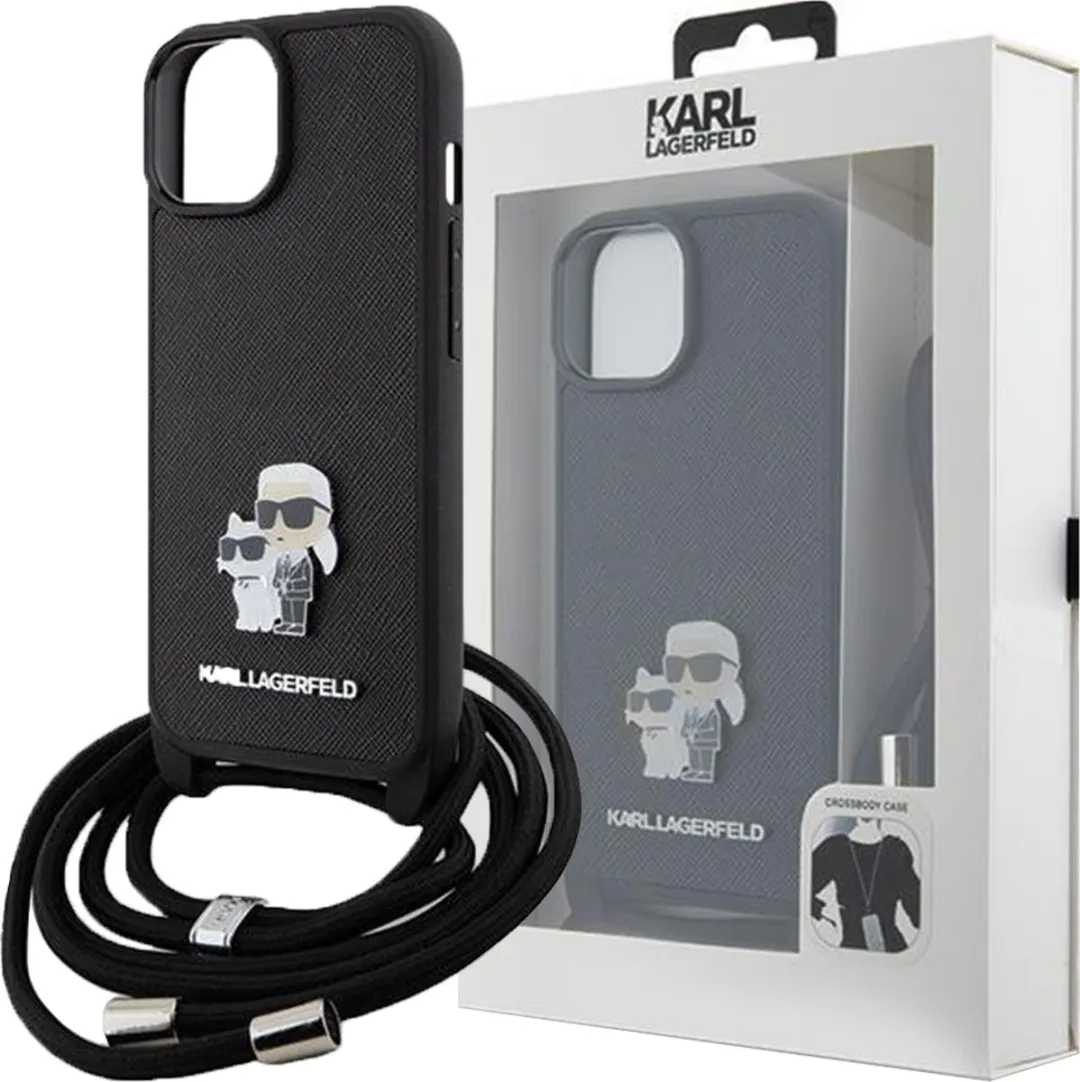 Karl Lagerfeld iPhone 15 Pro Backcase - Effen Zwart Kunstleer