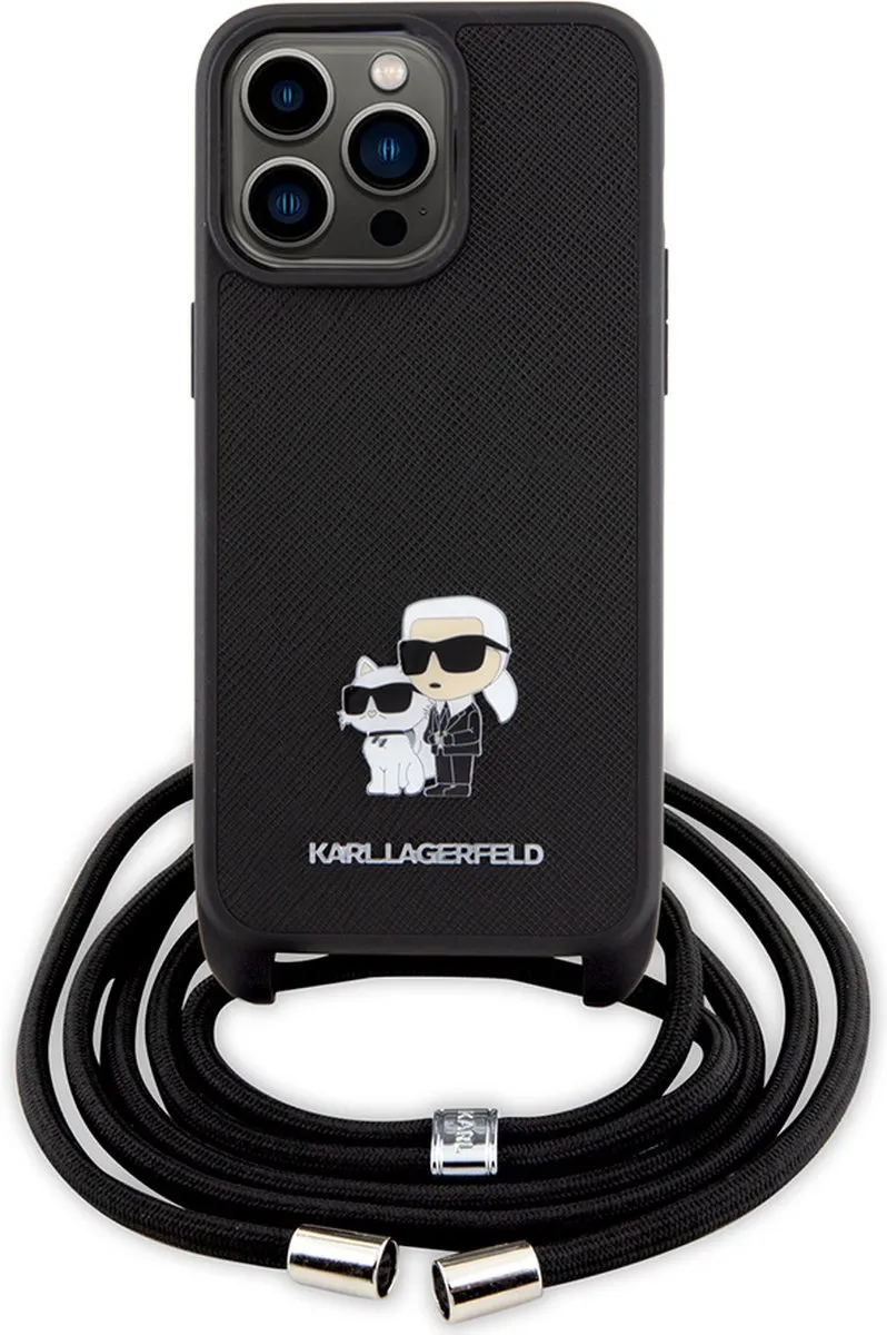Karl Lagerfeld iPhone 15 Pro Backcase - Effen Zwart Kunstleer - afbeelding 6 van 6