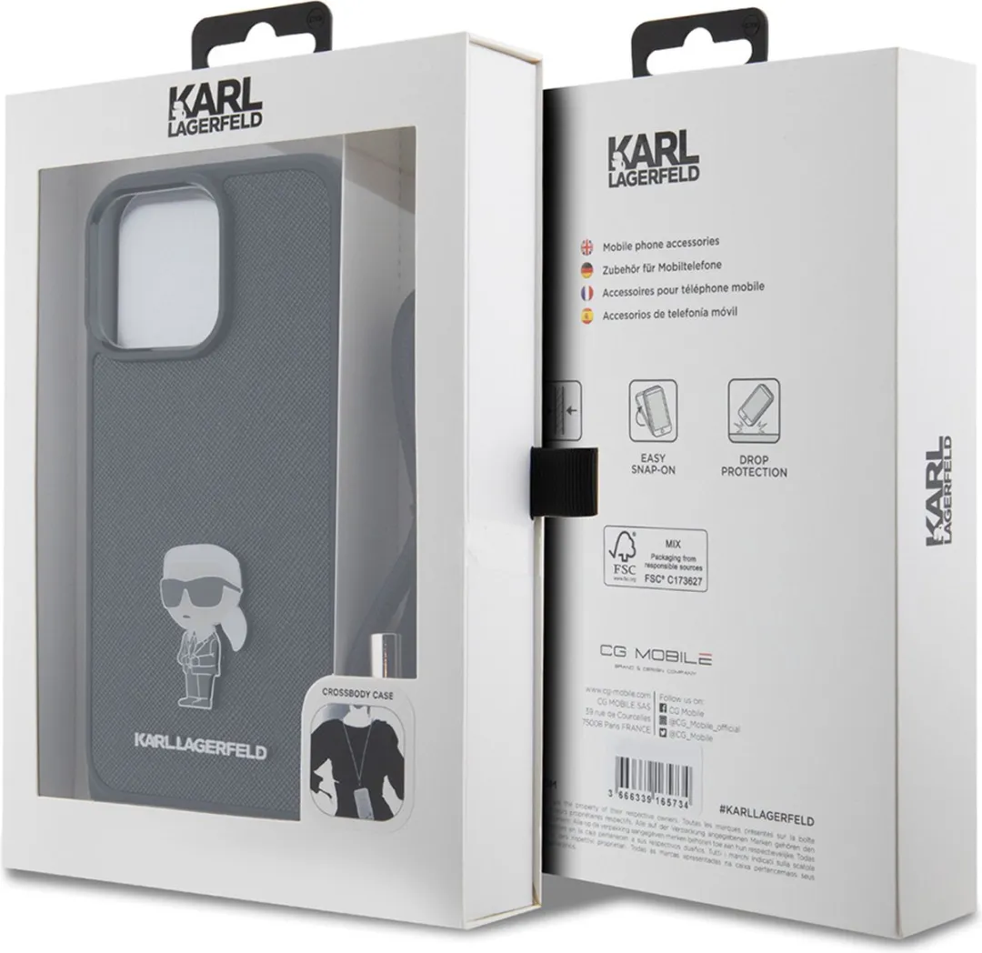 Karl Lagerfeld iPhone 15 Pro Backcase - Effen Zwart Kunstleer