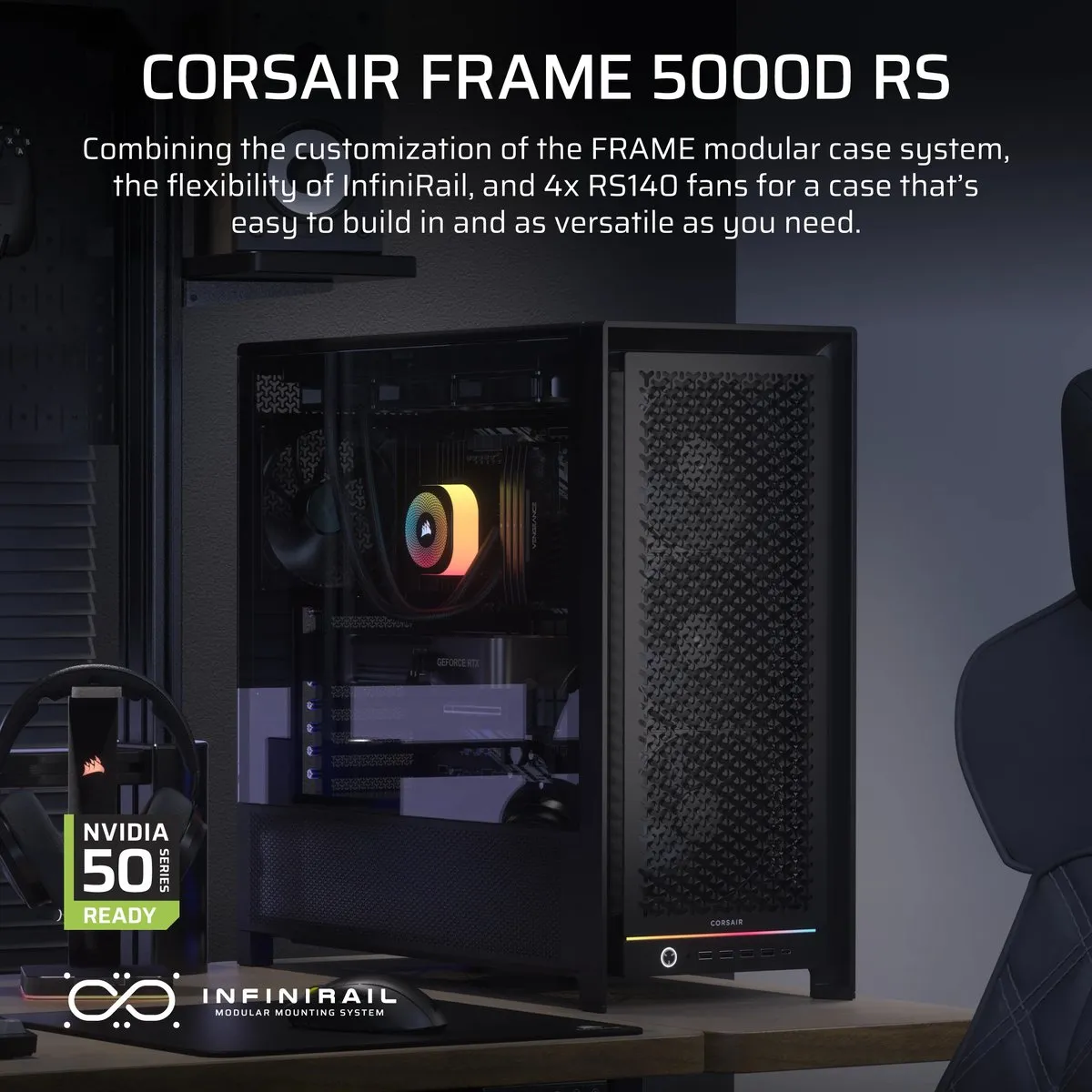 Corsair Frame 5000D RS PC-behuizing - 4x 140mm ventilatoren - Zwart - afbeelding 6 van 6