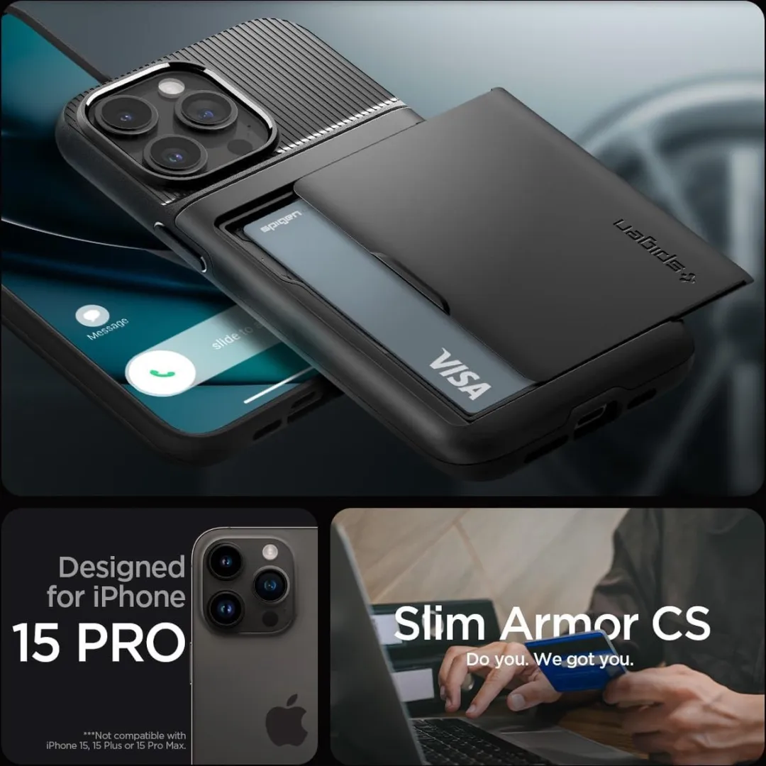 Spigen Slim Armor CS Back Cover iPhone 15 Pro Max - Zwart